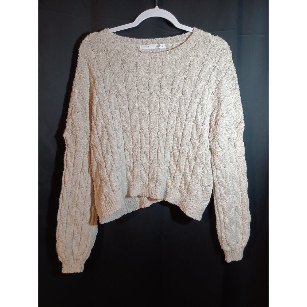 Altar’d State Women’s Medium Ivory Cropped Long Sleeve Sweater Clean Girl Cozy